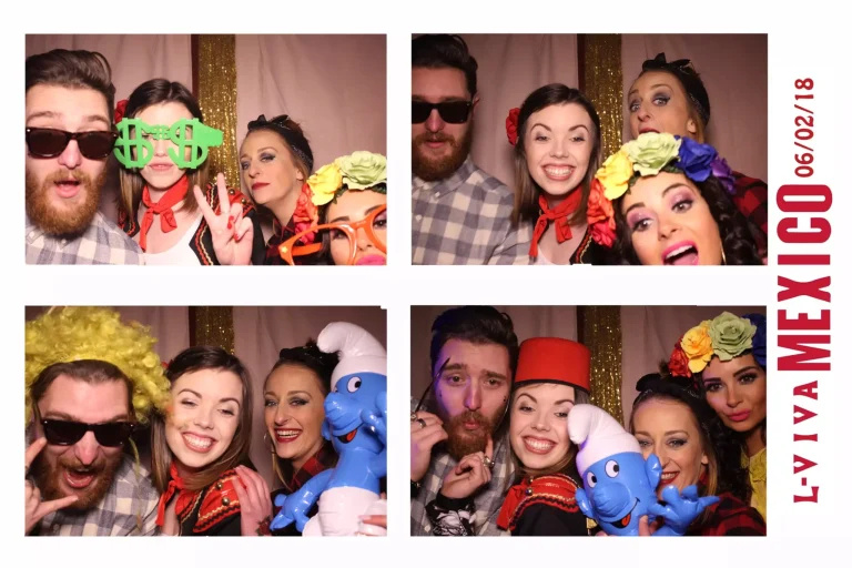 Young fellows having fun time inside the photo booth